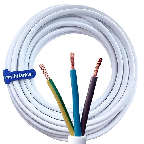 Hilark 40m Kabel PVC H05VV-F 3x1,5 mm² 3g1,5 mm² - Weiß