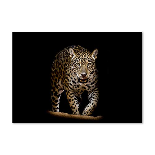 Tulup Glas-Bild Wandbild aus Glas - Wandkunst - Wandbild hinter gehärtetem Sicherheitsglas - Dekorative Wand für Küche & Wohnzimmer 100x70 - Tiere - Jaguar - Schwarz