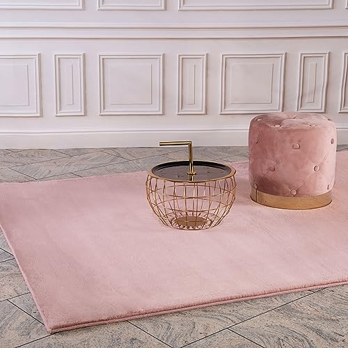 Hochflorteppich Topia Uni Puder-Pink rosa Gr. 120