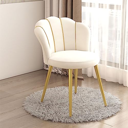 Schminkstuhl for den Schminkraum – Schminktisch Hocker Hocker mit Rückenlehne, Schminkhocker, Schminkstuhl for das Schlafzimmer – for das Wohnzimmer im Schlafzimmer ( Color : Gold legs , Size : White