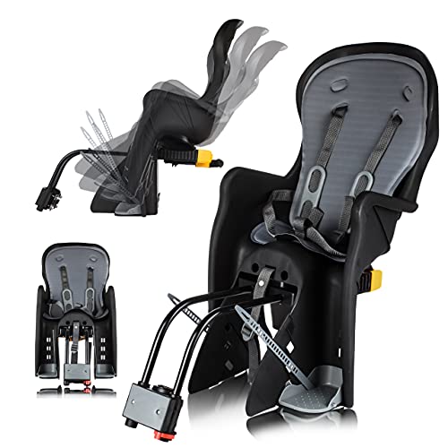 MalTec Fahrrad Kindersitz - Rahmenbefestigung hinten | 9 Monate - 7 Jahre | Fahrradkindersitz bis max. 22 Kg | TÜV/GS | Rahmendurchmesser 28-34 mm