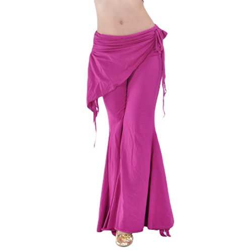 YuanDian Damen Bauchtanz Hosen Breites Bein Schlaghosen Elegante Orientalischen Arabischen Tribal Fusion Dance Performance Wrap Taille Hüfte Hosen Kleidung Magenta