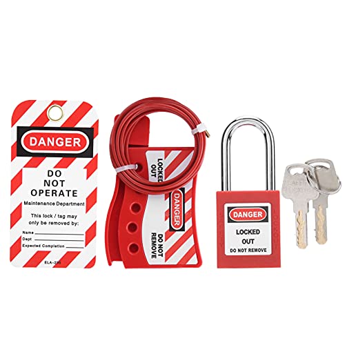 Lockout Tagout Lock Kit Elektrisches Lockout/TAGOUT KIT Lockout Lock Set mit Vorhängeschloss Warnschild Schlüssel für Industrie, Schlösser und Zubehör