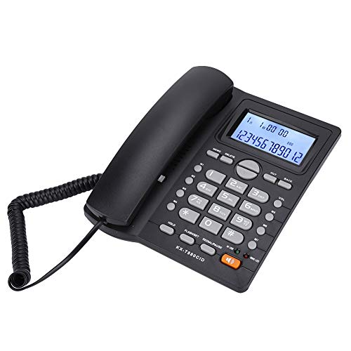 Kabelgebundenes Festnetztelefon, Dual-Port-Nebenstellenset Kabelgebundenes Telefon mit Anrufer-ID-Anzeige mit Freisprecheinrichtung, Home-Office-Telefon unterstützt Rufnummer Digital(Schwarz)