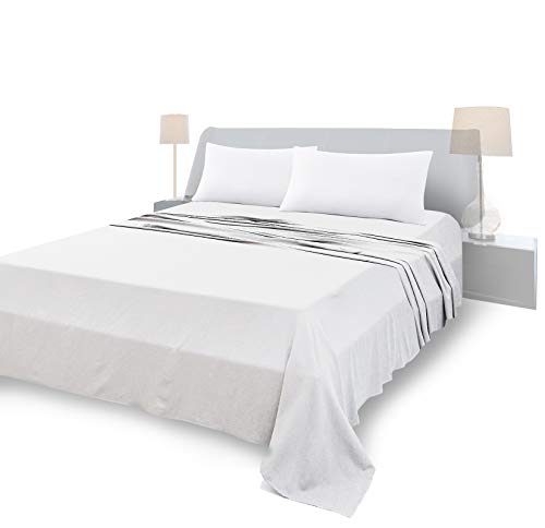 FARFALLAROSSA Bettwäsche-Set für Einzelbett aus 100 % Baumwolle, Spannbettlaken für Einzelbett 180 x 200 cm, Oberlaken 250 x 280 cm, 2 Kissenbezug 50 x 80 cm - Weiß