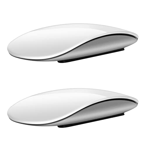 Augnongly 2 x Bluetooth-Maus für Computer, wiederaufladbar, leise, dünn, ergonomisch, für PC (weiß)