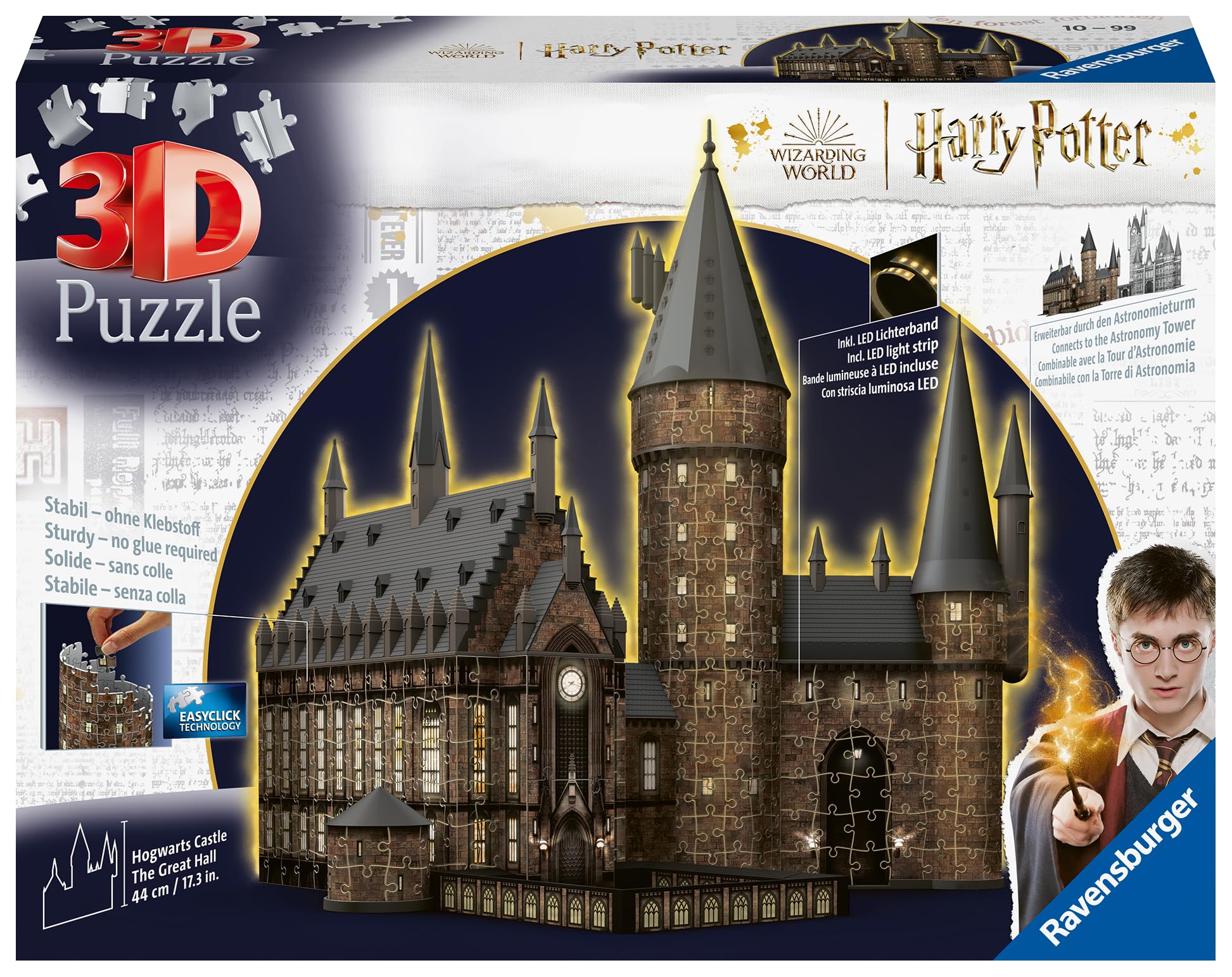 Ravensburger 3D Puzzle 11550 - Harry Potter Hogwarts Schloss - Die Große Halle - Night Edition - 540 Teile - Beleuchtetes Hogwarts Castle für Harry Potter Fans ab 10 Jahren, Harry Potter Geschenke