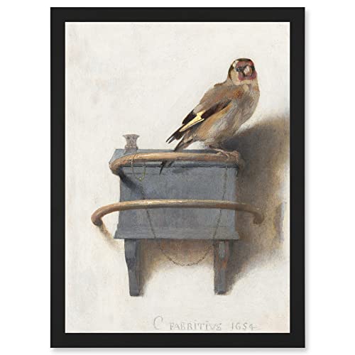 Fabritius The Goldfinch Bird Animal Nature Painting A4 Artwork Framed Wall Art Print Vogel Tier Natur Bild Mauer