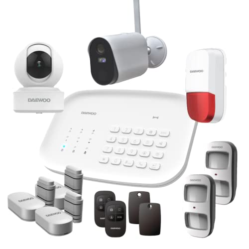 Daewoo Security DASA663AM Alarmanlage SA663, WiFi, Fernsteuerung, geeignet für Tiere, freistehende Innen- & Außenkamera W502, Innenkamera und Außensirene
