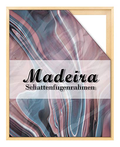 BIRAPA Madeira Leinwand Bilderrahmen aus Holz - Rahmen für Leinwände auf Keilrahmen, Schattenfugenrahmen für Canvas, Bilderrahmen tief, Holzrahmen