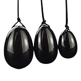 Schwarzes Obsidian-Yoni-Ei, natürlicher Jade-Massagekristallstein for Kegel-Übungen, Muskelmassagebälle, Massageball, rosa Set JIZTGEDM (Color : Black S)