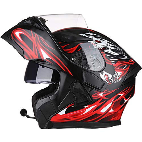 ZLYJ Bluetooth Integralhelm Motocross, Full Face Helm Motorradhelm mit HD Anti-Fog Visier, Klapphelm Motorrad, Unisex Elektroauto Schutzhelm, ECE Zertifiziert A,M