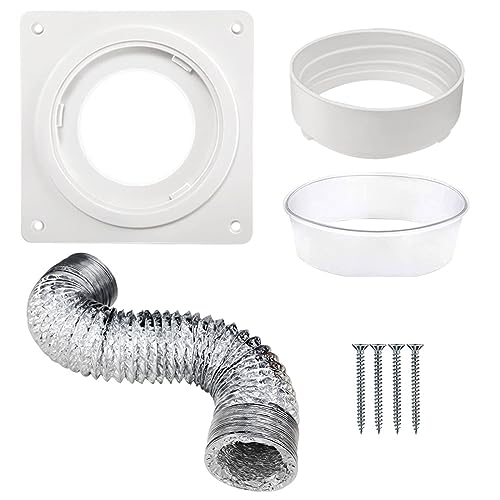 Carkio Dryer Vent Wall Plate with 4 Inch 8 ft Dryer Vent Hose,Dryer Vent Connector Kit,Twist Lock Dryer Duct Connector Kit Covers Area 7 Inch x 7 Inch for Dryer Washer Bathroom