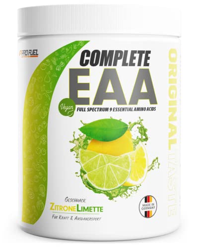 EAA Pulver 500g ZITRONE LIMETTE - 12.500mg essentielle Aminosäuren, unglaublich lecker & erfrischend - COMPLETE EAA mit allen 9 EAAs inkl. Histidin - EAA vegan Aminosäuren Pulver - Amino Workout Drink