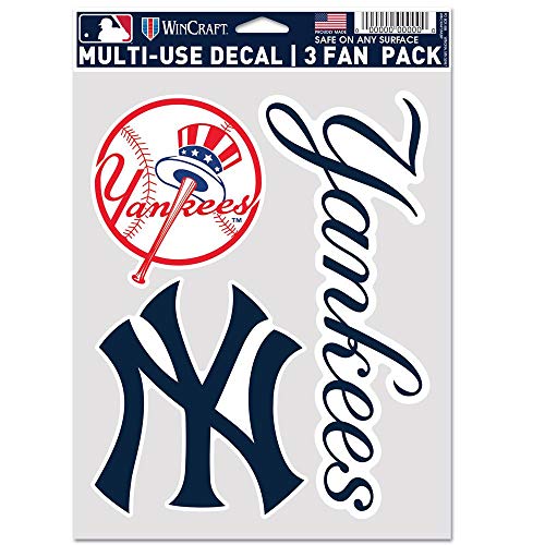 WinCraft MLB New York Yankees Aufkleber, Mehrzweck-Fächer, 3 Stück, Team-Farben, Einheitsgröße