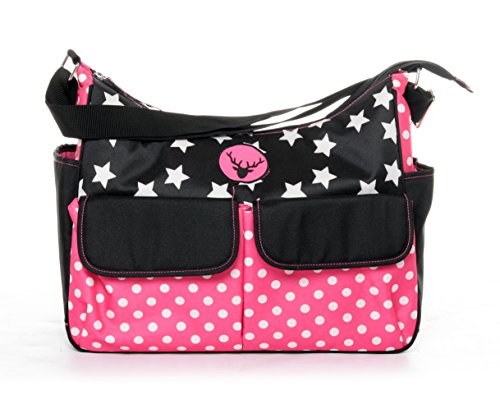 Osann Wickeltasche Pflegetasche Vegas Pink Star pink rosa mit Sternen und Punkten, mit mobiler Wickelunterlage