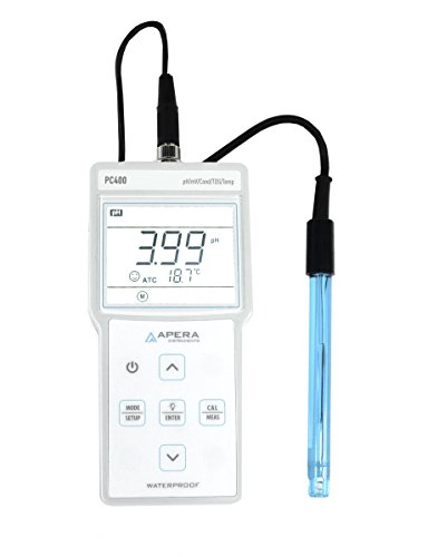 Apera Instruments PC400 Tragbares Multi-Parameter-Messgerät (pH/EC/TDS/Temp.) (Genauigkeit±0,01 ±1 digit, autom. 1- bis 3-Punkt-Kalibrierung, Temperaturkompensation0 bis 100 °C)