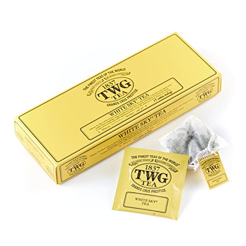 TWG Tea | White Sky Tea, Yin Zhen-Weißteemischung in 15 handgenähten Teebeuteln aus Baumwolle in einer Geschenkbox, 37,5 g