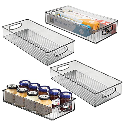 mDesign 4er-Set Aufbewahrungsbox mit Griffen – praktische Kühlschrankbox zur Lebensmittelaufbewahrung – Ablage aus BPA-freiem Kunststoff für den Küchen- oder Kühlschrank – rauchgrau