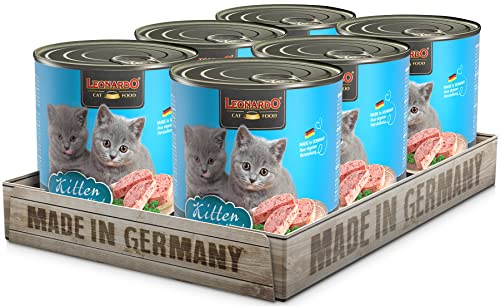 Leonardo Nassfutter [6x800g Kitten] | Getreidefreies Nassfutter für Katzen | Feuchtfutter Alleinfutter aus der Dose