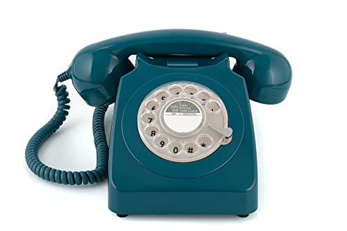 GPO 746ROTARYAZU Retro Telefon mit Wählscheibe im 70er Jahre Design Azurblau