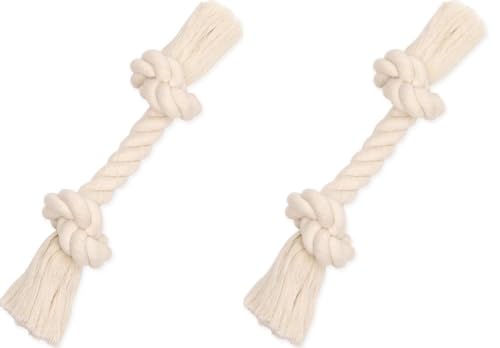 Mammoth Flossy Chews Hundespielzeug aus 100 % natürlicher Baumwolle, hochwertiges weißes Knotenspielzeug für Hunde, interaktives Seil-Hundespielzeug, 30,5 cm, 2 Stück