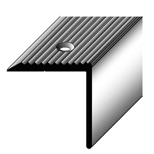 5 x 2,7 Meter Treppenkantenprofil (30 mm x 30 mm) Aluminium eloxiert, gebohrt, silberfarbend