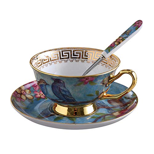 Huaxingda Kaffeetassen-Set aus feinem Porzellan im europäischen Stil, mit hochwertiger, kreativer und handgezeichneter Kaffeetasse und Untertasse