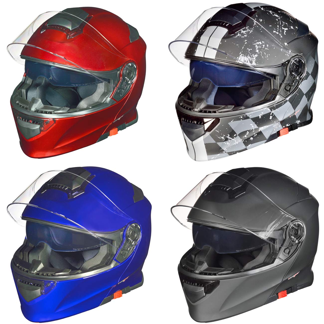 RS-982 Klapphelm Motorradhelm Conzept Motorrad Modular Roller Helm rueger, Größe:S (55-56), Farbe:Schwarz Matt