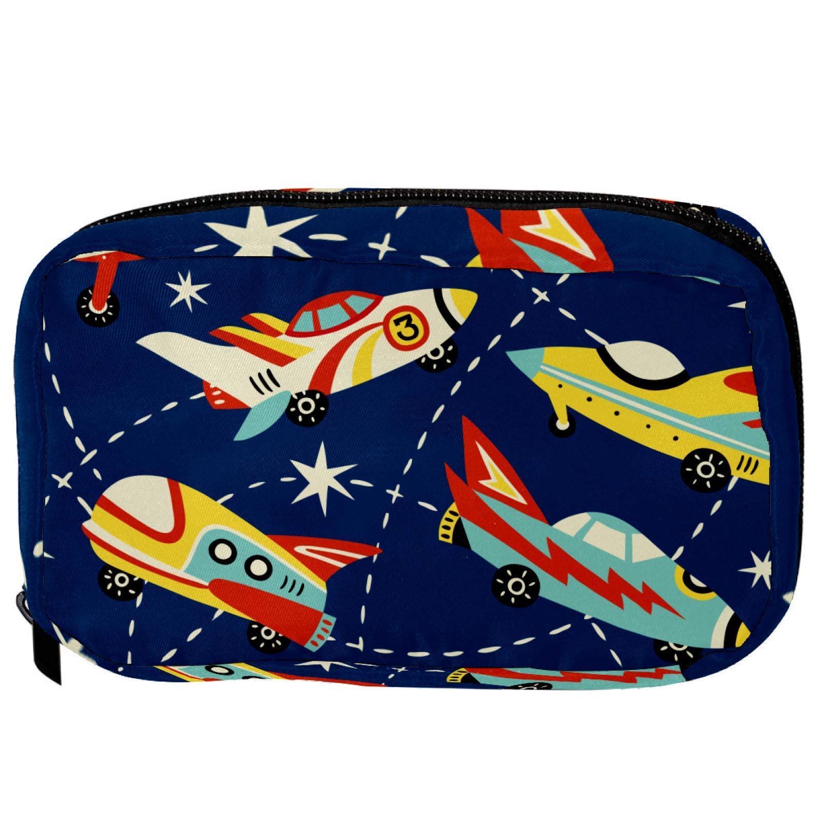 Kosmetiktaschen Cartoon Space Cars Navy Hintergrund Handy Kulturtasche Reisetasche Oragniser Make-up Tasche für Frauen Mädchen