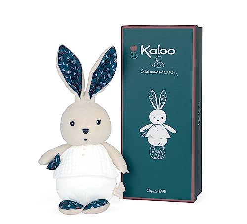 KALOO K969954 K'Doux - Kleine Püppchen Hase Nature - Weiß und blau - Windelstoff - Plüsch - 20 cm - Ab Geburt