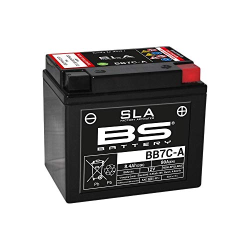BS Battery 300843 BB7C-A AGM SLA Motorrad Batterie, Schwarz