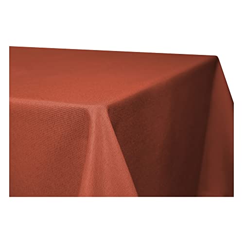Tischdecke rechteckig Leinenoptik Lotuseffekt Tischwäsche Wasserabweisend Tischtuch Fleckenabweisend Bügelfrei Abwischbar Waschbar Innen und Außen Perleffekt (160 x 220 cm, Terracotta)