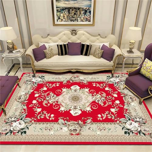 AU-OZNER Wohnzimmer deko Roter Teppich, einfacher und leicht zu reinigender Teppich für das Kinderzimmerethno Teppich,Rot,160x230cm