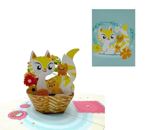 ETA 3D Happy Birthday Mutter und Baby Katze Pop Up Karten für Tierliebhaber Kinder Jungen Sohn Mädchen Tochter Enkel Happy Mother Day 3D Karte A49