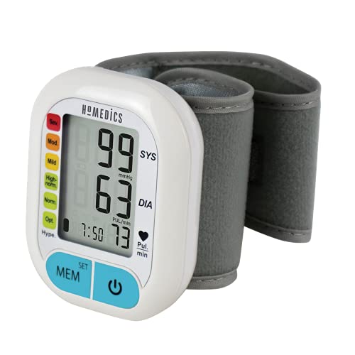 HoMedics Handgelenk-Blutdruckmessgerät Bluetooth für digitale Blutdruckmessung und Pulsfrequenzmessung/Herzfrequenzmessung, Enthält ein großes Display mit 60 Speichern & Warnfunktion