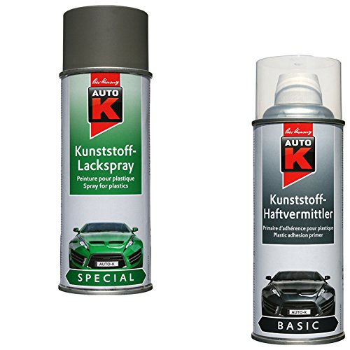 KWASNY_bundle LACKIERSET Kunststoff-LACKSPRAY GRAU + Kunststoff-HAFTVERMITTLER JE 400 ML Set