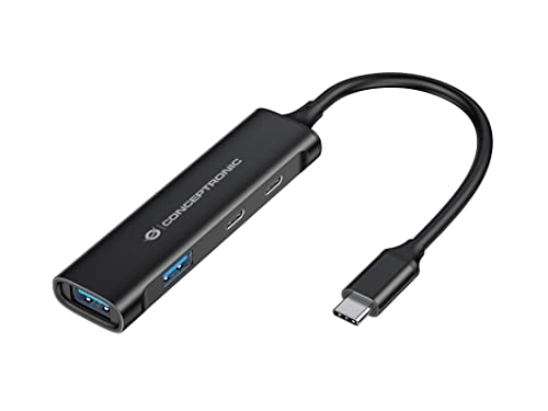 Conceptronic HUBBIES12B 4-Port USB 3.2 Gen 1 Hub, USB-C x 2, USB-A x 2, Aluminiumgehäuse