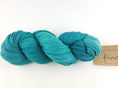 Manos Del Uruguay Silk Blend Fino 405 Peacock Plume, 100g, Wolle mit Seide zum Stricken und Häkeln, Merino Seide Mischung handgefärbt mit Farbverlauf