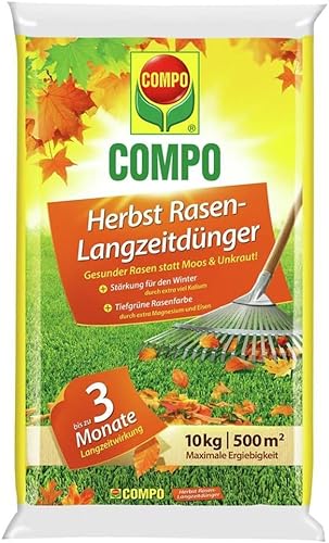 COMPO Herbst Rasen-Langzeitdünger, 10 kg für 500 qm