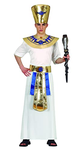 FIESTAS GUIRCA Ägyptischer König Pharao Komplettes Weiß Goldenes Jungen Kostüm – Inkl. Kopfbedeckung, Oberteil, Halsschmuck, Hose, Gürtel für Jungen von 14-16 Jahren