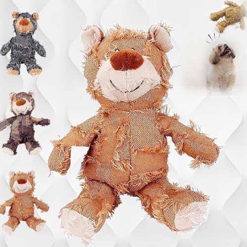 Gienslru Petsboro Robust Bear, Petsboro Bear, Indestructible Robust Bear Dog Toy, Beggar Bear Cat and Dog Toys That Can Make Sounds and Cute Woolen Dolls (Brown,L)