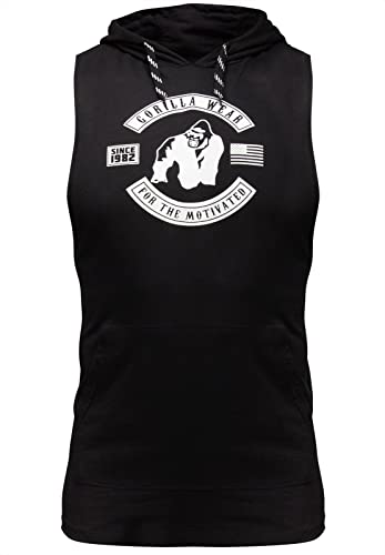 Gorilla Wear - Tank Top mit Kapuze - Lawrence Hooded Herren - Fitness Gym Bodybuilding Black S