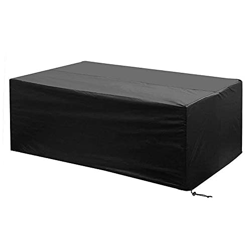 EMSMIL Gartentisch Abdeckung 200x160x70cm Viereckig Wasserdicht Staubdicht Schutzhülle Loungemöbel Oxford Gewebe Abdeckplane Gartenmöbel für Balkonmöbel Stühle Sofa Abdeckhaube Möbelsets Schwarz