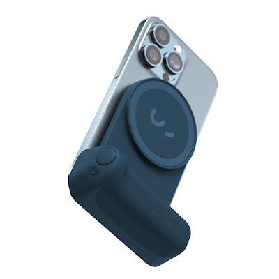 ShiftCam SnapGrip – Mobiler Batteriegriff mit kabellosem Auslöser – Magnetische Halterung lässt sich an jedem Telefon befestigen – Integrierte Powerbank mit kabellosem Qi-Aufladen – Tisch-Dock (Abyss Blue)
