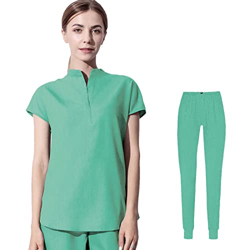 Stretch Damen Still-Set Stehkragen Mode Medizin Arzt Uniform Schlupfjacke Oberteil mit Hose Medizinische Berufsbekleidung