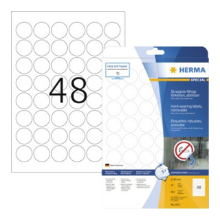 HERMA Folienetikett 4571 rund 30mm weiß 960 St./Pack.