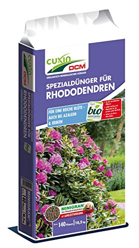 Cuxin DCM Spezialdünger für Rhododendren, Azaleen & Eriken, organisch-mineralischer NPK-Dünger 5-3-6 + 2 MgO + 1 Fe, 10,5 kg