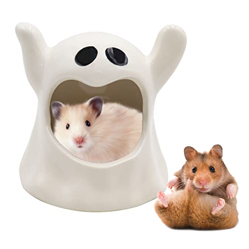 Hamster Ratte Habitat Versteck Niedliche Geisterform Lustiges Keramik Hamsterhaus Kleintierbett für Hamster Ratten Rennmäuse Lemmings