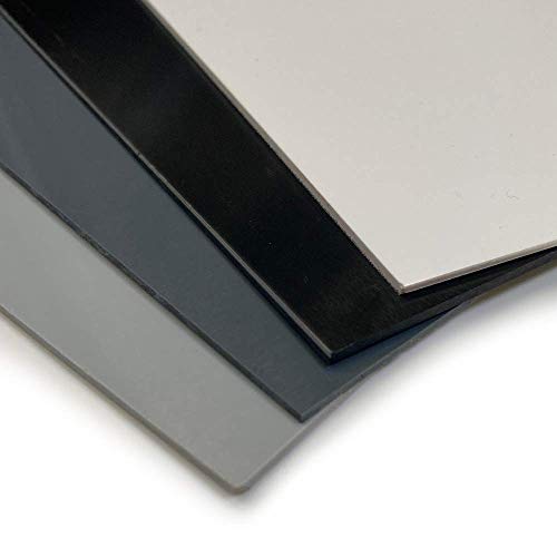 BUNDLE Hart PVC Kunststoffplatte - 2000x1000mm - weiß schwarz grau - 1mm/2mm (2000x1000x1mm, hellgrau, 1)